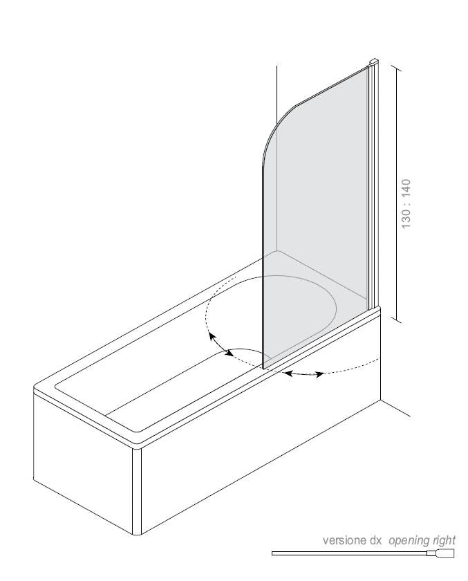 Playlift Non-Reversible Bath Screen (90-91cm Extension)
