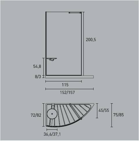 Half Moon Left Corner Entry Integrated Shower Enclosure with Shower, Seat and Teak Mat